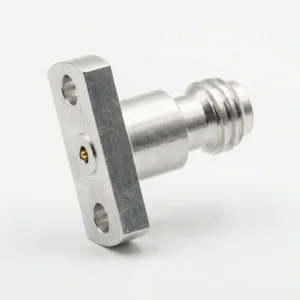 1.0mm Female 2-Hole Flange Mount RF Connector – Field Replaceable, 7.1mm Hole Spacing, 0.23mm Pin Diameter