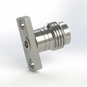 1.85mm Female 2-Hole Flange Mount RF Connector – Field Replaceable, 10.2mm Hole Spacing, 0.30mm Pin Diameter