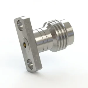 1.85mm Female 2-Hole Flange Mount RF Connector – Field Replaceable, 9mm Hole Spacing, 0.23mm Pin Diameter