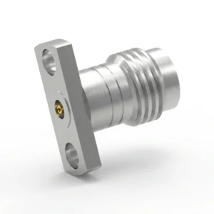 1.85mm Female 2-Hole Flange Mount RF Connector – Field Replaceable, 9mm Hole Spacing, 0.30mm Pin Diameter