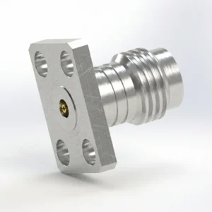 1.85mm Female 4-Hole Flange Mount RF Connector – Field Replaceable, 5.64mm Hole Spacing, 0.23mm Pin Diameter