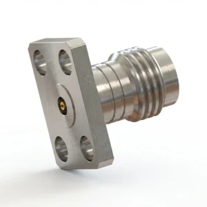 1.85mm Female 4-Hole Flange Mount RF Connector – Field Replaceable, 5.64mm Hole Spacing, 0.30mm Pin Diameter