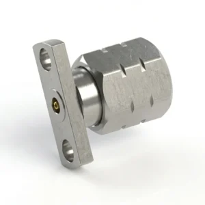 1.85mm Male 2-Hole Flange Mount RF Connector – Field Replaceable, 10.2mm Hole Spacing, 0.23mm Pin Diameter
