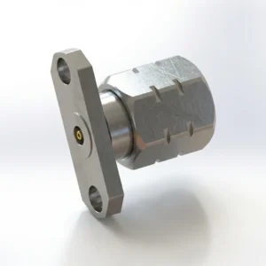 1.85mm Male 2-Hole Flange Mount RF Connector – Field Replaceable, 12.22mm Hole Spacing, 0.23mm Pin Diameter
