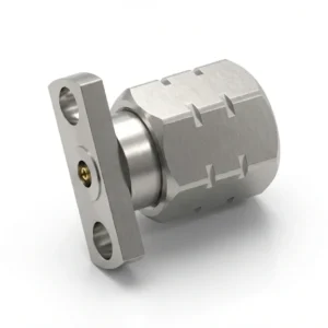 1.85mm Male 2-Hole Flange Mount RF Connector – Field Replaceable, 9mm Hole Spacing, 0.30mm Pin Diameter