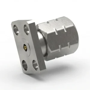 1.85mm Male 4-Hole Flange Mount RF Connector – Field Replaceable, 5.64mm Hole Spacing, 0.30mm Pin Diameter