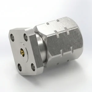 1.85mm Male 4-Hole Flange Mount RF Connector – Field Replaceable, 6.35mm Hole Spacing, 0.30mm Pin Diameter