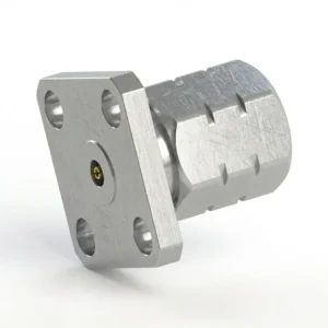 1.85mm Male 4-Hole Flange Mount RF Connector – Field Replaceable, 8.64mm Hole Spacing, 0.30mm Pin Diameter