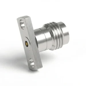 2.4mm Female 2-Hole Flange Mount RF Connector – Field Replaceable, 10.2mm Hole Spacing, 0.38mm Pin Diameter