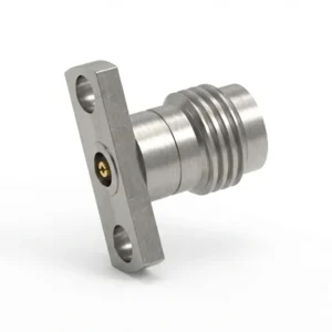 2.4mm Female 2-Hole Flange Mount RF Connector – Field Replaceable, 10.2mm Hole Spacing, 0.46mm Pin Diameter