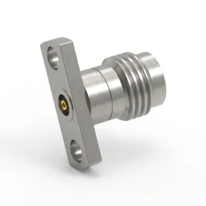 2.4mm Female 2-Hole Flange Mount RF Connector – Field Replaceable, 10.2mm Hole Spacing, 0.51mm Pin Diameter