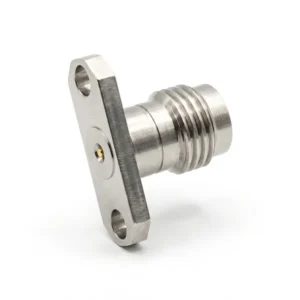 2.4mm Female 2-Hole Flange Mount RF Connector – Field Replaceable, 12.22mm Hole Spacing, 0.38mm Pin Diameter