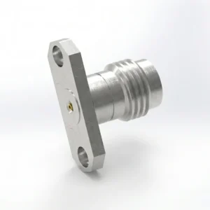 2.4mm Female 2-Hole Flange Mount RF Connector – Field Replaceable, 12.22mm Hole Spacing, 0.3mm Pin Diameter