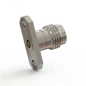 2.4mm Female 2-Hole Flange Mount RF Connector – Field Replaceable, 12.22mm Hole Spacing, 0.46mm Pin Diameter
