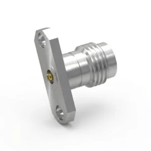 2.4mm Female 2-Hole Flange Mount RF Connector – Field Replaceable, 12.22mm Hole Spacing, 0.51mm Pin Diameter