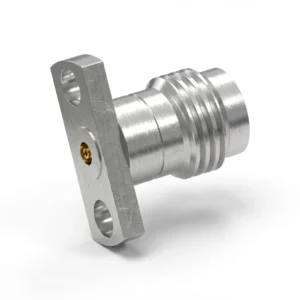 2.4mm Female 2-Hole Flange Mount RF Connector – Field Replaceable, 9mm Hole Spacing, 0.23mm Pin Diameter