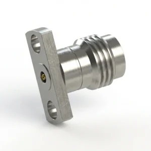 2.4mm Female 2-Hole Flange Mount RF Connector – Field Replaceable, 9mm Hole Spacing, 0.38mm Pin Diameter