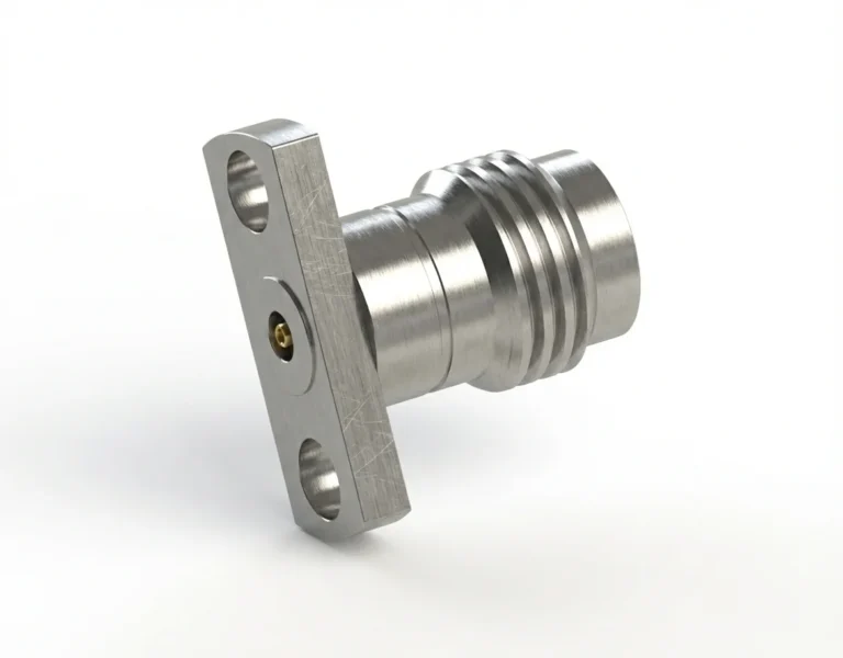 2.4mm Female 2-Hole Flange Mount RF Connector – Field Replaceable, 9mm Hole Spacing, 0.38mm Pin Diameter