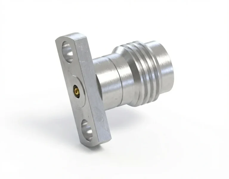 2.4mm Female 2-Hole Flange Mount RF Connector – Field Replaceable, 9mm Hole Spacing, 0.3mm Pin Diameter