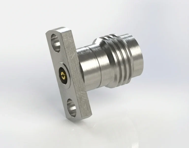 2.4mm Female 2-Hole Flange Mount RF Connector – Field Replaceable, 9mm Hole Spacing, 0.46mm Pin Diameter