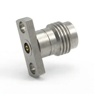 2.4mm Female 2-Hole Flange Mount RF Connector – Field Replaceable, 9mm Hole Spacing, 0.51mm Pin Diameter