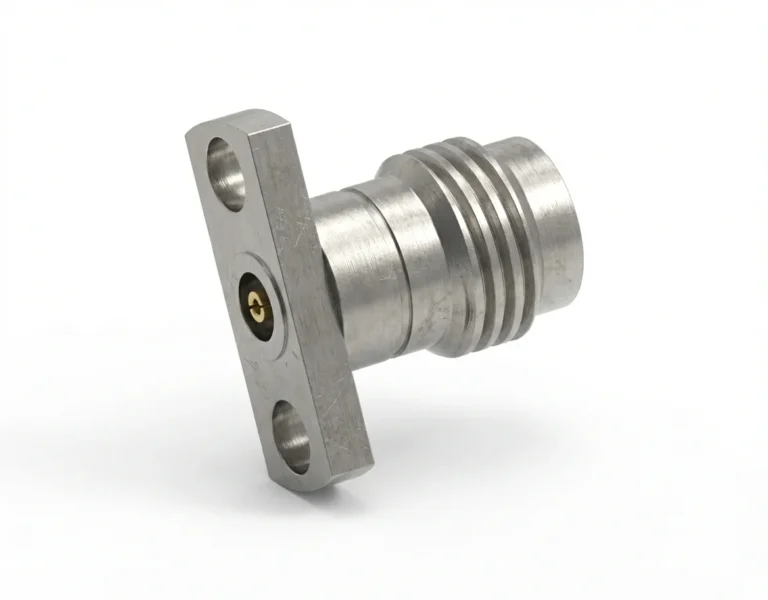 2.4mm Female 2-Hole Flange Mount RF Connector – Field Replaceable, 9mm Hole Spacing, 0.51mm Pin Diameter
