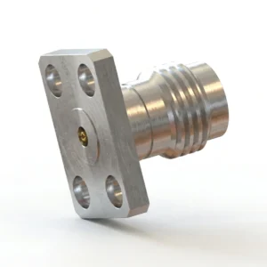 2.4mm Female 4-Hole Flange Mount RF Connector – Field Replaceable, 5.64mm Hole Spacing, 0.38mm Pin Diameter