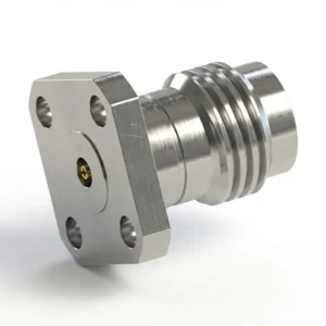 2.4mm Female 4-Hole Flange Mount RF Connector – Field Replaceable, 6.35mm Hole Spacing, 0.23mm Pin Diameter