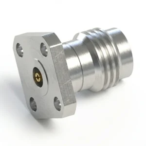 2.4mm Female 4-Hole Flange Mount RF Connector – Field Replaceable, 6.35mm Hole Spacing, 0.46mm Pin Diameter