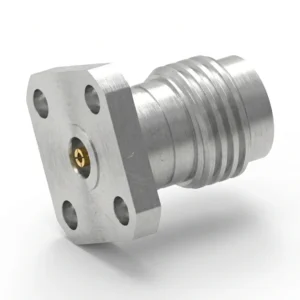 2.4mm Female 4-Hole Flange Mount RF Connector – Field Replaceable, 6.35mm Hole Spacing, 0.51mm Pin Diameter