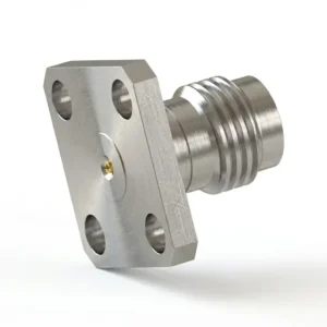 2.4mm Female 4-Hole Flange Mount RF Connector – Field Replaceable, 8.64mm Hole Spacing, 0.23mm Pin Diameter