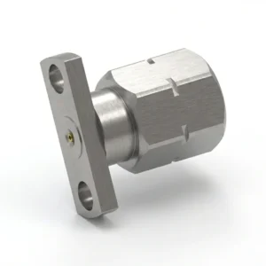 2.4mm Male 2-Hole Flange Mount RF Connector – Field Replaceable, 10.2mm Hole Spacing, 0.3mm Pin Diameter