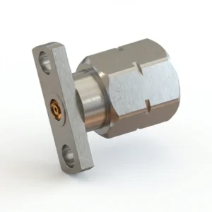 2.4mm Male 2-Hole Flange Mount RF Connector – Field Replaceable, 10.2mm Hole Spacing, 0.46mm Pin Diameter
