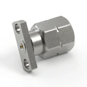 2.4mm Male 2-Hole Flange Mount RF Connector – Field Replaceable, 9mm Hole Spacing, 0.23mm Pin Diameter