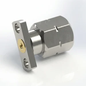 2.4mm Male 2-Hole Flange Mount RF Connector – Field Replaceable, 9mm Hole Spacing, 0.51mm Pin Diameter