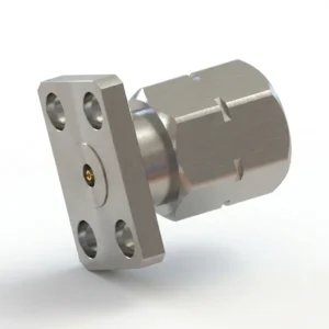 2.4mm Male 4-Hole Flange Mount RF Connector – Field Replaceable, 5.64mm Hole Spacing, 0.3mm Pin Diameter