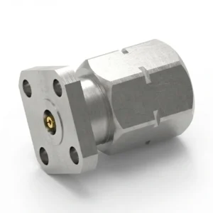 2.4mm Male 4-Hole Flange Mount RF Connector – Field Replaceable, 6.35mm Hole Spacing, 0.41mm Pin Diameter
