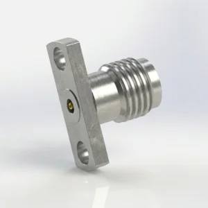 2.92mm Female 2-Hole Flange Mount RF Connector – Field Replaceable, 10.2mm Hole Spacing, 0.38mm Pin Diameter