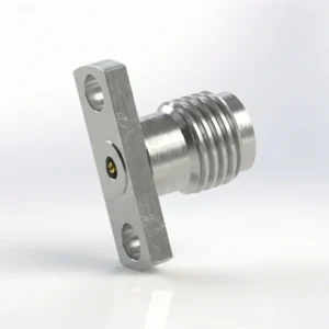 2.92mm Female 2-Hole Flange Mount RF Connector – Field Replaceable, 10.2mm Hole Spacing, 0.3mm Pin Diameter