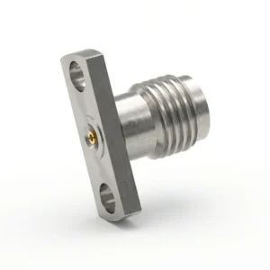 2.92mm Female 2-Hole Flange Mount RF Connector – Field Replaceable, 10.2mm Hole Spacing, 0.51mm Pin Diameter