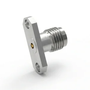 2.92mm Female 2-Hole Flange Mount RF Connector – Field Replaceable, 12.22mm Hole Spacing, 0.23mm Pin Diameter