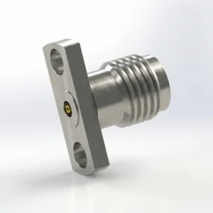 2.92mm Female 2-Hole Flange Mount RF Connector – Field Replaceable, 9mm Hole Spacing, 0.23mm Pin Diameter