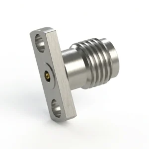 2.92mm Female 2-Hole Flange Mount RF Connector – Field Replaceable, 9mm Hole Spacing, 0.38mm Pin Diameter