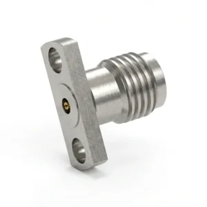 2.92mm Female 2-Hole Flange Mount RF Connector – Field Replaceable, 9mm Hole Spacing, 0.3mm Pin Diameter