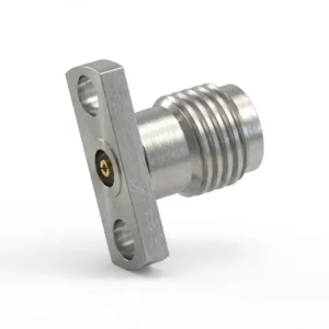 2.92mm Female 2-Hole Flange Mount RF Connector – Field Replaceable, 9mm Hole Spacing, 0.46mm Pin Diameter