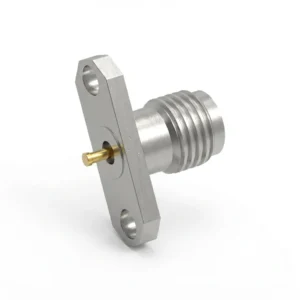 2.92mm Female 2Hole Flange Mount RF Connector – Solder Attachment, 12.22mm Hole Spacing, 1.1mm Pin Diameter
