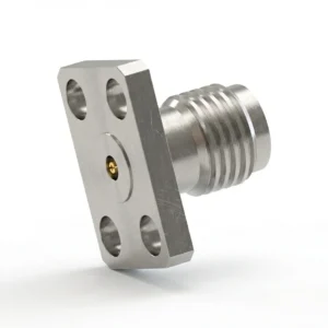 2.92mm Female 4-Hole Flange Mount RF Connector – Field Replaceable, 5.64mm Hole Spacing, 0.23mm Pin Diameter