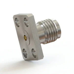 2.92mm Female 4-Hole Flange Mount RF Connector – Field Replaceable, 5.64mm Hole Spacing, 0.38mm Pin Diameter
