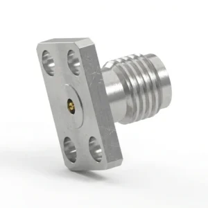 2.92mm Female 4-Hole Flange Mount RF Connector – Field Replaceable, 5.64mm Hole Spacing, 0.3mm Pin Diameter