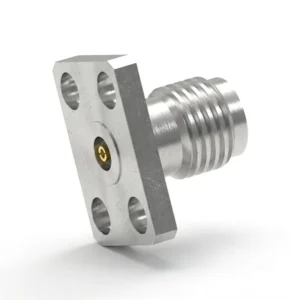2.92mm Female 4-Hole Flange Mount RF Connector – Field Replaceable, 5.64mm Hole Spacing, 0.51mm Pin Diameter